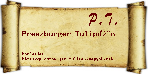 Preszburger Tulipán névjegykártya